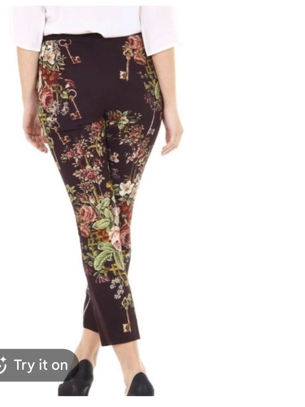 Dolce & Gabbana Brown Crepe Key Print Fitted Cropped Pants - Picture 3 of 11